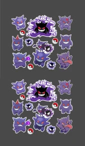 Gengar - Pokemon - Shadow- Sticker - parlak kağıt 2'li set - 5
