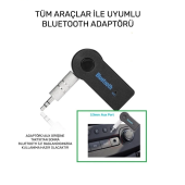 Bluetooth Aux Araç Kiti Adaptörü Hd Ses Kalitesi Kesintisiz Bağlantı Yüksek Kalite - 3
