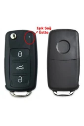 Skoda Octavia Fabia Rapid Superb Uyumlu UDS Anahtar Kabı Kumanda Kabı Oto Anahtarlık Pimli Logolu thumbnail 1