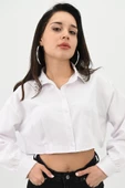 Kadın Yakası Taş Detaylı Crop Gömlek 1752-24 - 3