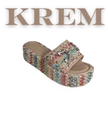 YAZKIŞ Kadın Hasır Renkli Dolgu Topuk Taşlı Terlik thumbnail 3