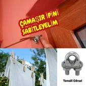 Çelik Halat Sıkma Sabitleme Klemensi 6 mm Çamaşır İpi Sıkma Bağlama Somunlu A Tipi Kelemens 4 Adet - 3