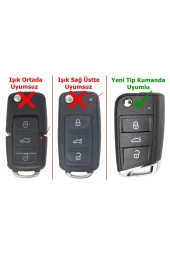 Volkswagen Golf 7 Jetta A7 Uyumlu Kumanda Kabı Anahtar Kabı Oto Anahtarlık HU66 Uçlu Logolu thumbnail 5