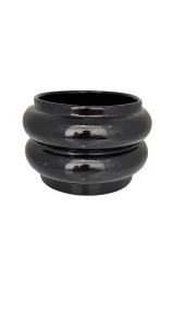 Bitki Tasarımı Seramik Katlı Saksı Vazo Siyah Kısa thumbnail 1