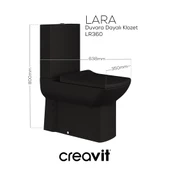 Creavit LR360 Lara Duvara Dayalı Klozet Seti Kömür Karası - 2