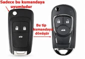 Chevrolet Cruze Uyumlu Çevirici Modifiye Dönüşüm Kumanda Anahtar Kabı Oto Anahtarlık Logolu thumbnail 1