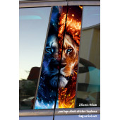 aslan - yan kapı direk kaplama folyosu - 2 adet sol sağ sticker set - 1