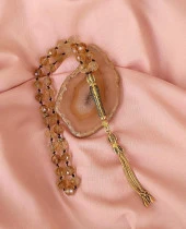 Tesbih Koleksiyonluk 925 Ayar Diamond Gümüş 33 lük Sitrin Doğal Taş Faset Kesim 07 mm Tespih - 6