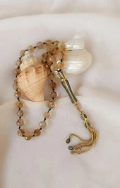 Tesbih Koleksiyonluk 925 Ayar Diamond Gümüş 33 lük Sitrin Doğal Taş Faset Kesim 07 mm Tespih - 7