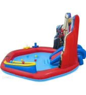 62002 Pompalı-Bestway 98793 Spiderman Temalı Kaydıraklı Fıskiyeli AquaPark Şişme Eğlence Havuzu, 211x206x127cm - 6