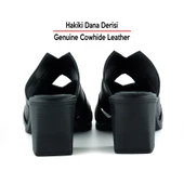 Erkan Saçmacı Bianca Siyah Hakiki Dana Derisi Önü Açık Kesik Detaylı Kalın Topuklu Günlük Terlik thumbnail 4