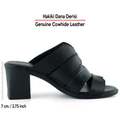 Erkan Saçmacı Bianca Siyah Hakiki Dana Derisi Önü Açık Kesik Detaylı Kalın Topuklu Günlük Terlik thumbnail 2