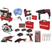 EINHELL KAR. SET TE-AC 6 Sessiz + TC-PN 50 + TC-RH 800 4F + TC-CS 1410 + TE-AG 125/1010 CE Q + GE-PS 18/15 + TE-CD 18/2 + AKSESUARLAR - 1