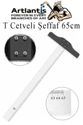 T Cetveli Şeffaf 65 cm 1 Adet Plastik Mika T Cetveli Çizim Cetveli Mimarlık Mühendislik Öğrenci Tasarım Cetveli - 1