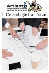 T Cetveli Şeffaf 65 cm 1 Adet Plastik Mika T Cetveli Çizim Cetveli Mimarlık Mühendislik Öğrenci Tasarım Cetveli - 5