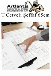 T Cetveli Şeffaf 65 cm 1 Adet Plastik Mika T Cetveli Çizim Cetveli Mimarlık Mühendislik Öğrenci Tasarım Cetveli - 6