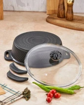 COOKER KRİSTAL 24 CM DERİN TENCERE SİYAH CKR3287 thumbnail 4