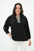 Kadın Nakış Detaylı Uzun Kollu Bluz 1715-24 - 2