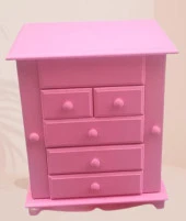 Hobi Takı Kutu Makyaj Şifonyer 90389 Model 9Çekmece Parlak Pembe Ahşap MDF ElYapım - 1