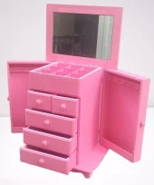 Hobi Takı Kutu Makyaj Şifonyer 90389 Model 9Çekmece Parlak Pembe Ahşap MDF ElYapım - 4