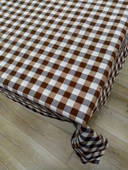 Hayat Home 120x140 Kahverengi Kareli Zefir Kumaş Mutfak Masa Örtüsü - 4