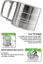 Metal Lüx Paslanmaz Çelik Pratik Un Eleği Pasta Malzemeleri - 2