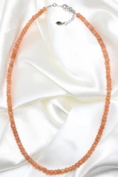 Ay Taşı Doğal Taş 925 Ayar Gümüş Rondel Kesim Kolye thumbnail 1