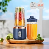 Polham 400ML Smoothie Taşınabilir Şarjlı Çok Fonksiyonlu El Blendere, 2 Bardaklı Kişisel Detoks Hazırlama Mikseri thumbnail 1