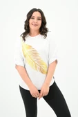 Kadın Büyük Beden Baskı Detaylı T-shirt 1773-2-24 - 8