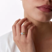 14 Ayar Altın Baget Taşlı Kadın Yüzük - 4