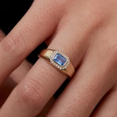 14 Ayar Altın Baget Taşlı Kadın Yüzük - 1