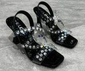 Feles Çapraz Şeffaf Taş Detaylı Topuklu Kadın Abiye Ayakkabı thumbnail 2