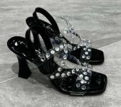 Feles Çapraz Şeffaf Taş Detaylı Topuklu Kadın Abiye Ayakkabı thumbnail 3