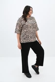 Kadın Büyük Beden Leopar Desenli T-shirt Takım 8113-24 - 9