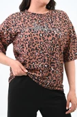 Kadın Büyük Beden Leopar Desenli T-shirt Takım 8113-24 - 6