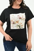 Kadın Büyük Beden Çiçek Baskı Detaylı T-shirt 1780-25 - 5