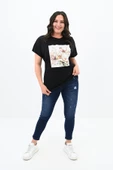 Kadın Büyük Beden Çiçek Baskı Detaylı T-shirt 1780-25 - 3