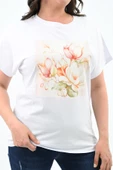 Kadın Büyük Beden Çiçek Baskı Detaylı T-shirt 1780-25 - 10