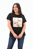 Kadın Büyük Beden Çiçek Baskı Detaylı T-shirt 1780-25 - 4