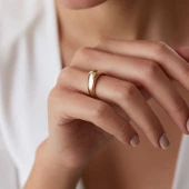 14 Ayar Altın Taşsız Günlük Şık Yüzük - 4