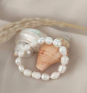 Gerçek İnci Bileklik Elastik Doğaltaş İstiridyei İnci Bileklik thumbnail 1