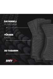 Rizline Mercedes EQE V295 Sedan 2022 Sonrası Araca Özel 3D Havuzlu Paspas Siyah BMY thumbnail 3