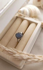 Yüzük Doğal Sodalit Taşı Ayarlanabilir Doğal Taş Yüzük Kadın thumbnail 1