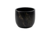 Bitki Tasarımı  Siyah Üzeri Gold Mermer Efektli Toprak Saksı Saksılık Salon Çiçeklik - 19 CM thumbnail 2