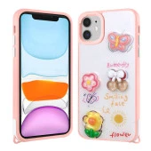 Apple iPhone 11 Kılıf Parlayan Simli Kabartma Figürlü  Cevze Kapak thumbnail 1