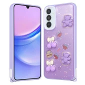 Galaxy A54 Kılıf Parlayan Simli Kabartma Figürlü  Cevze Kapak thumbnail 4