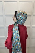 Quare İpeksi Şal Çizgi Desen Şık Tesettür Şal 01106  MİNT - 3