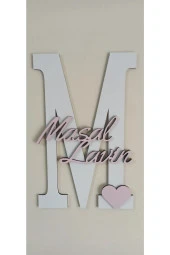 İsme Özel Harf Ve İsimli Ahşap Bebek Ve Çocuk Oda Kapı Süsü thumbnail 1