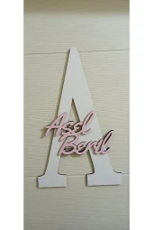 İsme Özel Harf Ve İsimli Ahşap Bebek Ve Çocuk Oda Kapı Süsü thumbnail 1