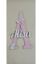 İsme Özel Harf Ve İsimli Ahşap Bebek Ve Çocuk Oda Kapı Süsü thumbnail 1